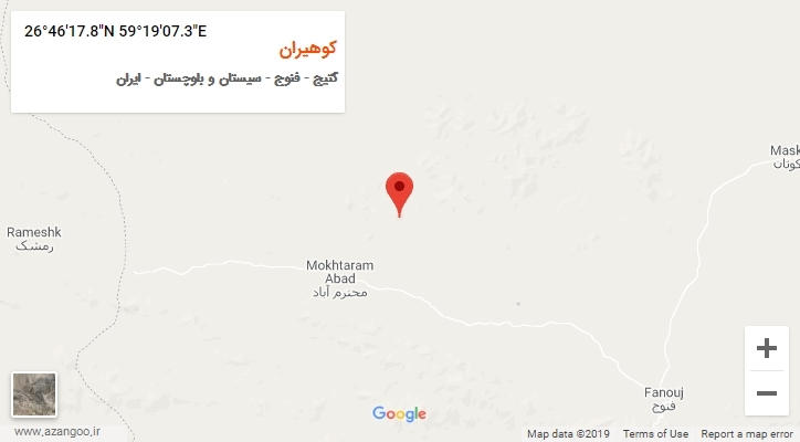 روستای کوهیران بر روی نقشه