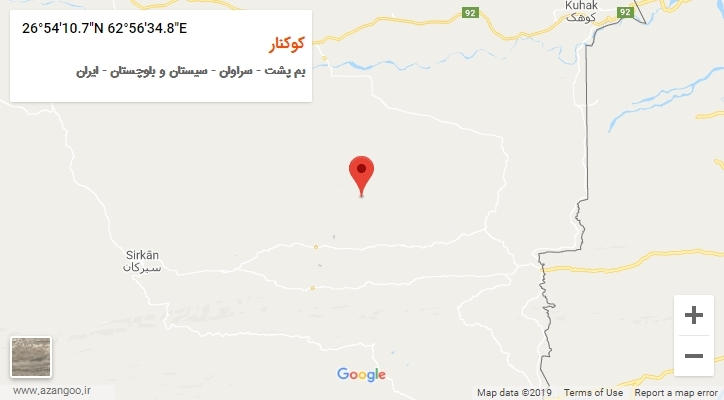 روستای کوکنار بر روی نقشه