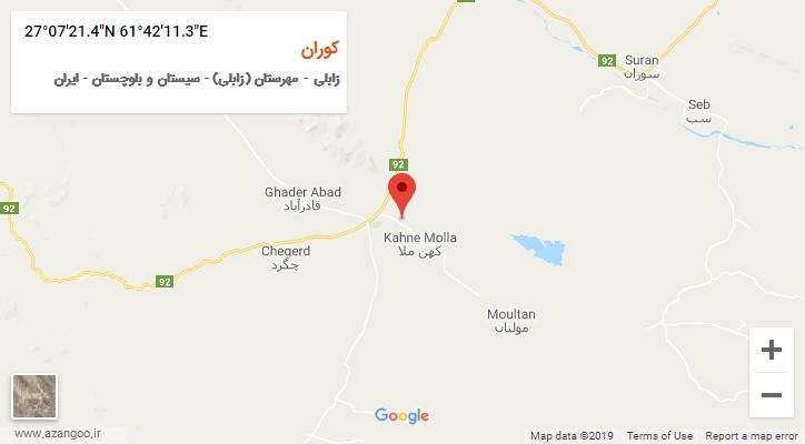 روستای کوران بر روی نقشه