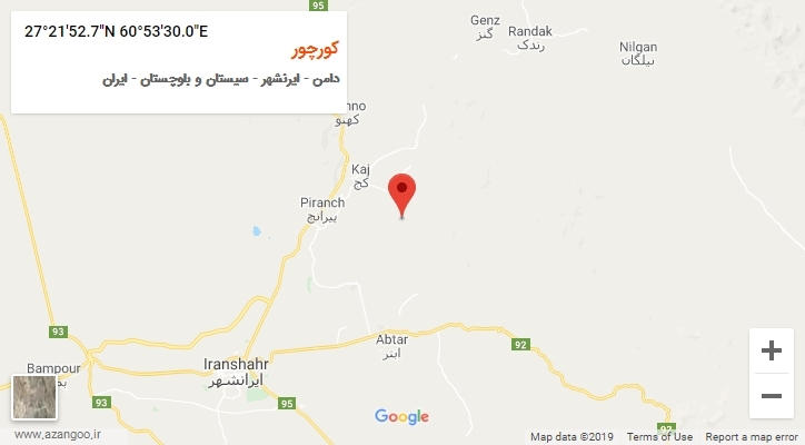 روستای کورچور بر روی نقشه