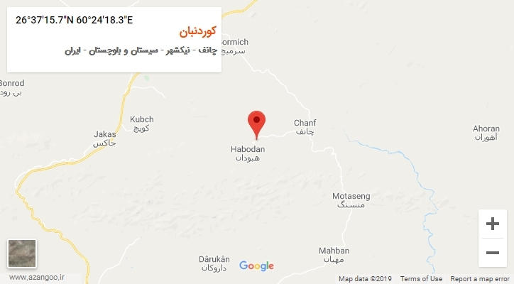 روستای کوردنبان بر روی نقشه