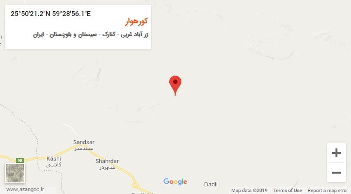 روستای کورهوار بر روی نقشه