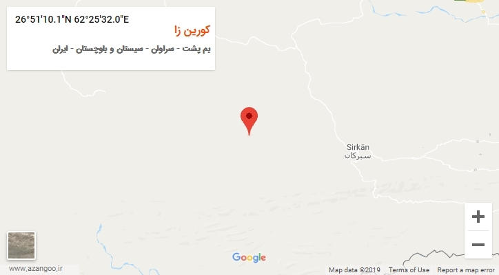 روستای کورین زا بر روی نقشه