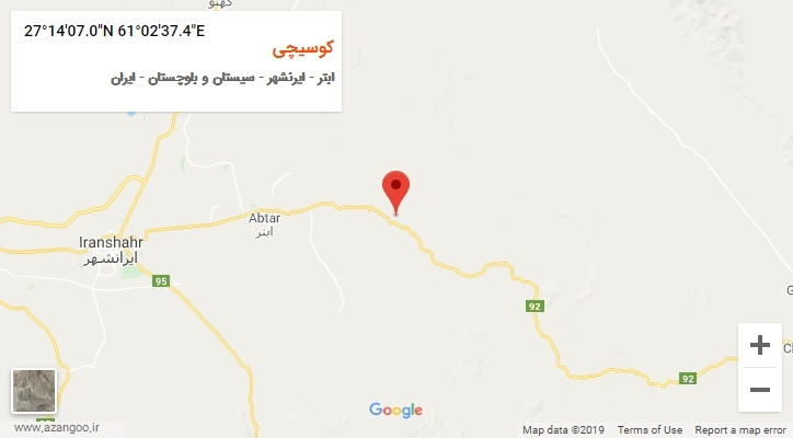 روستای کوسیچی بر روی نقشه