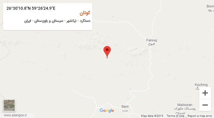 روستای کوتان بر روی نقشه