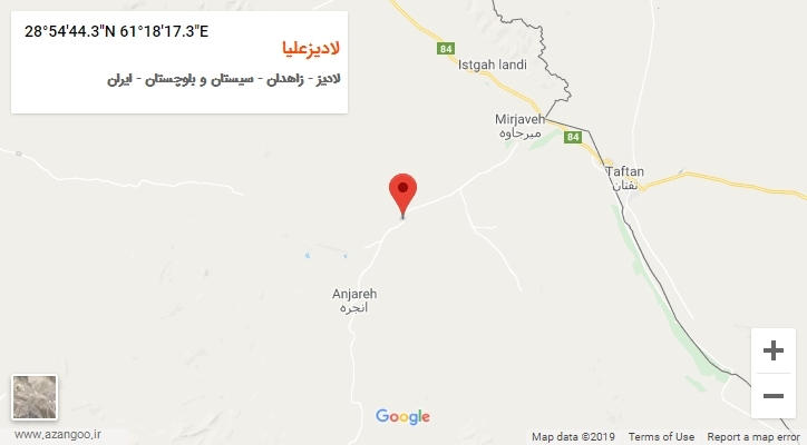 روستای لادیزعلیا بر روی نقشه