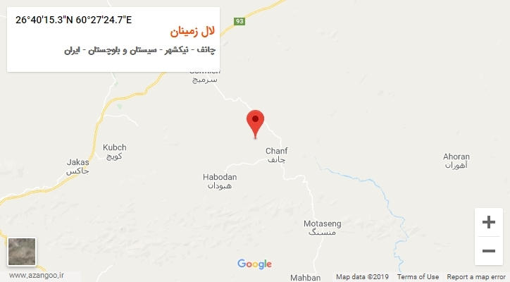 روستای لال زمینان بر روی نقشه