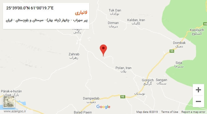 روستای لانیاری بر روی نقشه