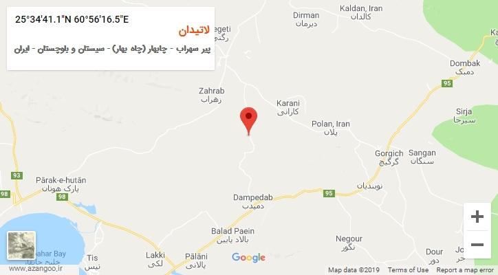 روستای لاتیدان بر روی نقشه