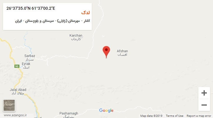 روستای لدک بر روی نقشه
