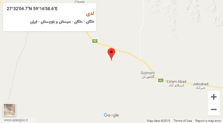 روستای لدی بر روی نقشه
