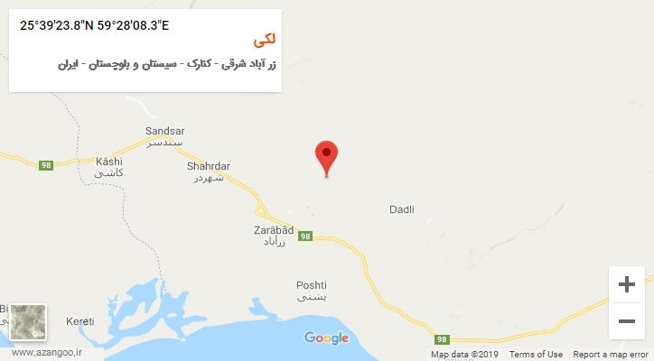 روستای لکی بر روی نقشه