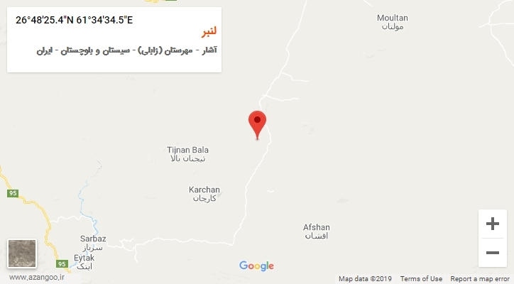 روستای لنبر بر روی نقشه