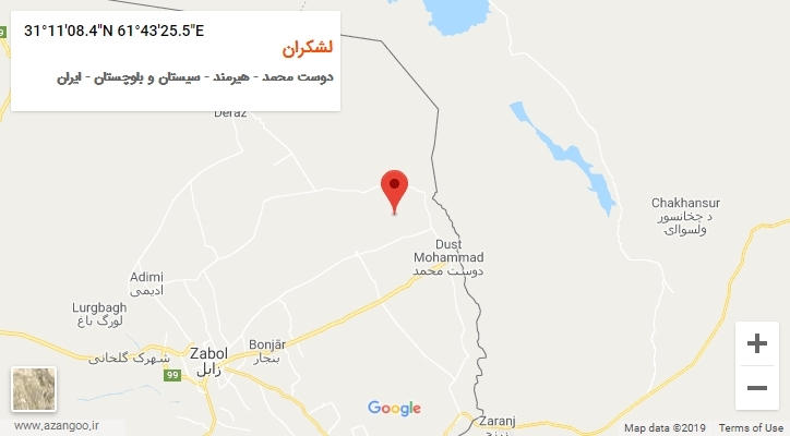 روستای لشکران بر روی نقشه