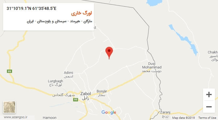 روستای لورگ خاری بر روی نقشه