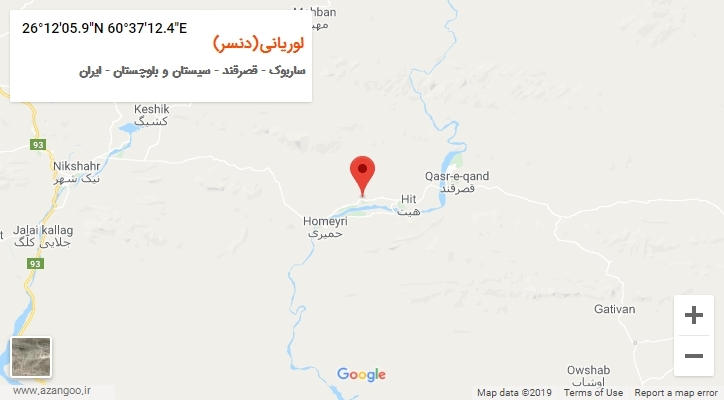 روستای لوریانی(دنسر) بر روی نقشه