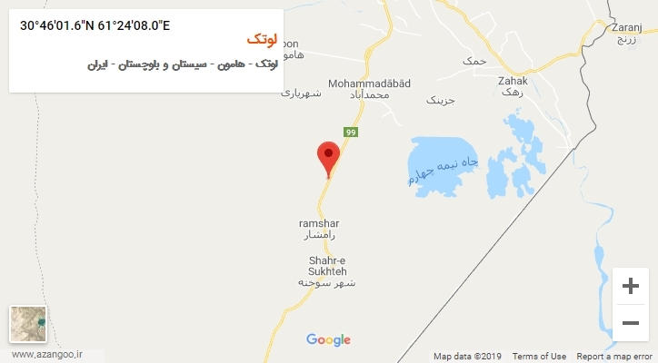 روستای لوتک بر روی نقشه