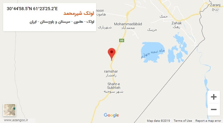 روستای لوتک شیرمحمد بر روی نقشه