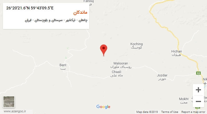 روستای ماندکان بر روی نقشه