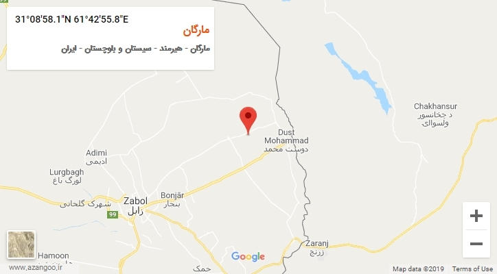 روستای مارگان بر روی نقشه