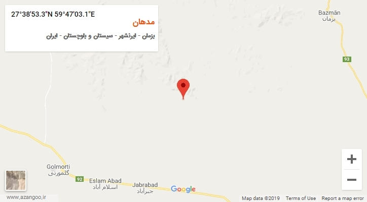 روستای مدهان بر روی نقشه