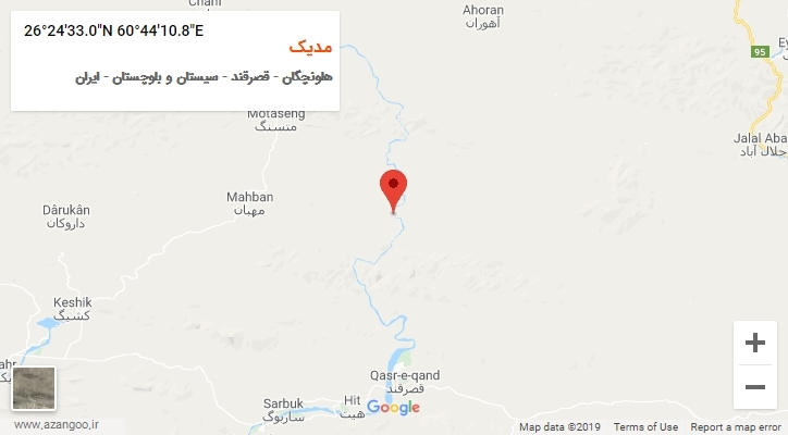 روستای مدیک بر روی نقشه