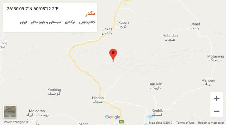 روستای مگدر بر روی نقشه
