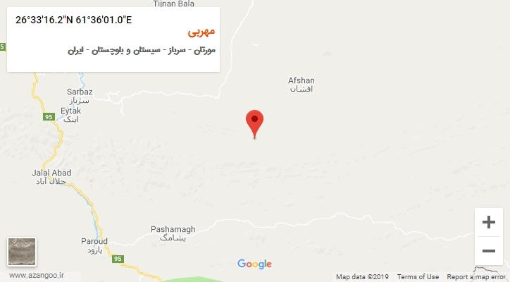 روستای مهربی بر روی نقشه