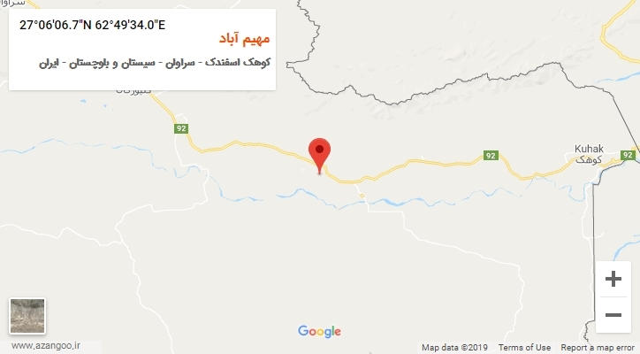 روستای مهیم آباد بر روی نقشه