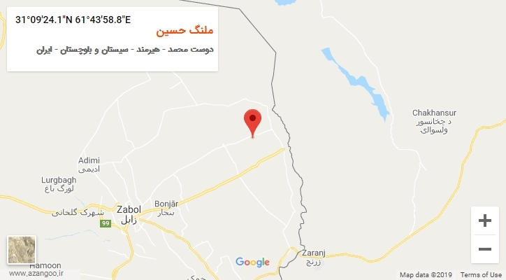 روستای ملنگ حسین بر روی نقشه