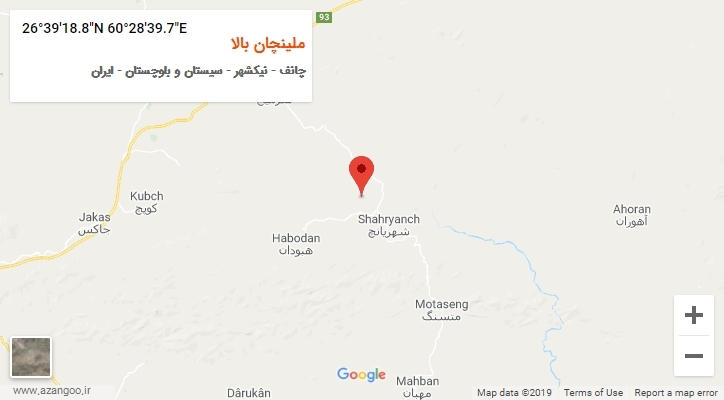روستای ملینچان بالا بر روی نقشه