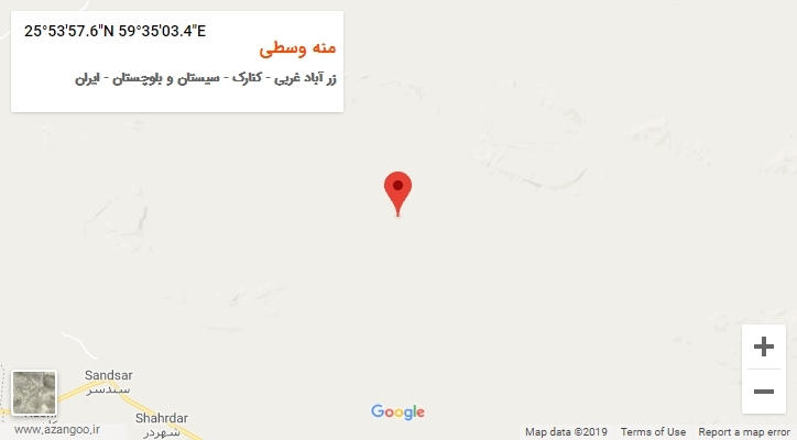 روستای منه وسطی بر روی نقشه