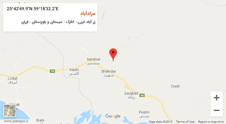 روستای مرادآباد بر روی نقشه