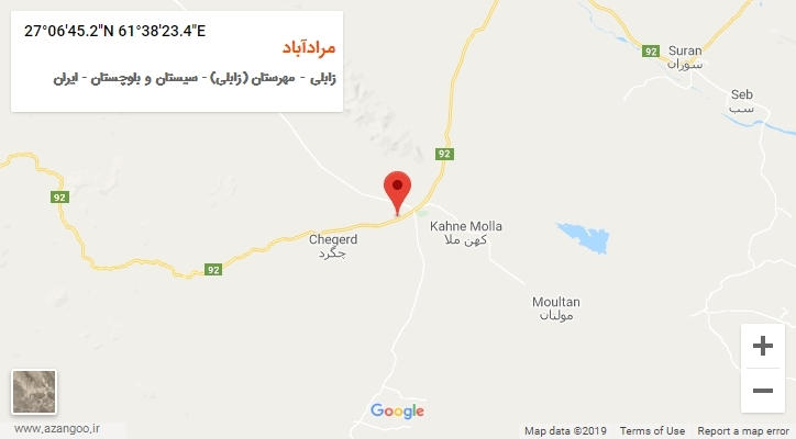 روستای مرادآباد بر روی نقشه