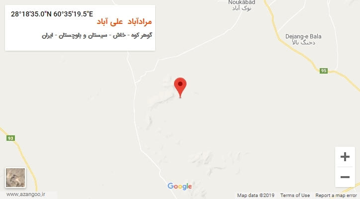 روستای مرادآباد علی آباد بر روی نقشه