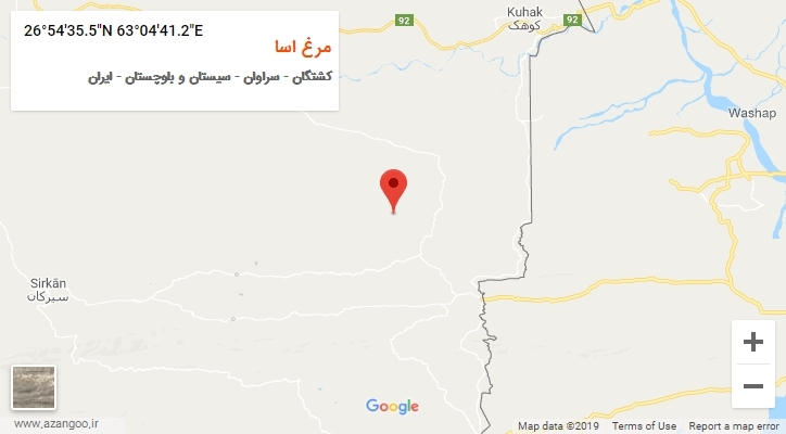 روستای مرغ اسا بر روی نقشه