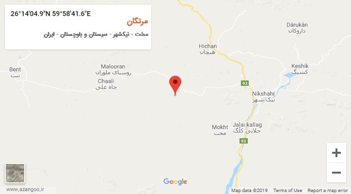 روستای مرتگان بر روی نقشه