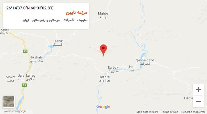 روستای مرزعه نایین بر روی نقشه