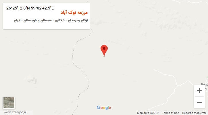 روستای مرزعه نوک آباد بر روی نقشه