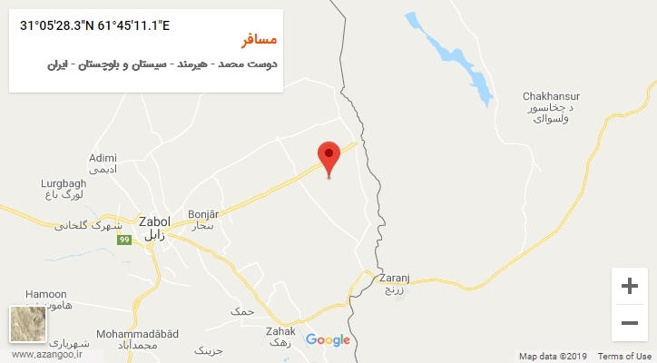 روستای مسافر بر روی نقشه