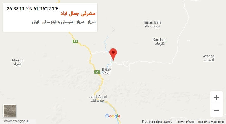 روستای مشرقی جمال آباد بر روی نقشه