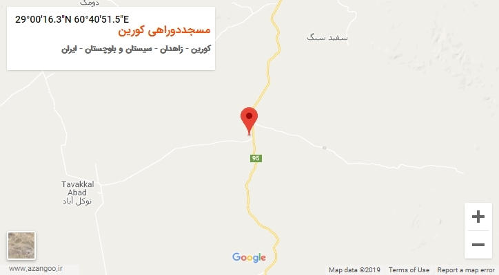 روستای مسجددوراهی کورین بر روی نقشه