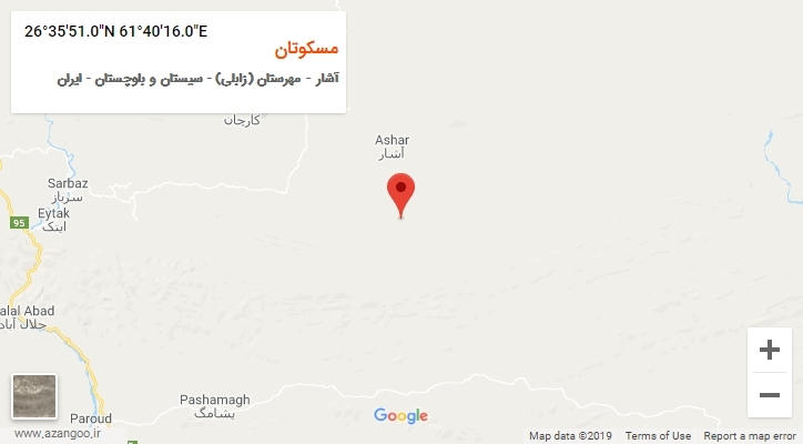 روستای مسکوتان بر روی نقشه