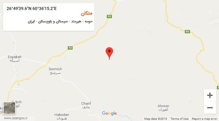 روستای متکان بر روی نقشه