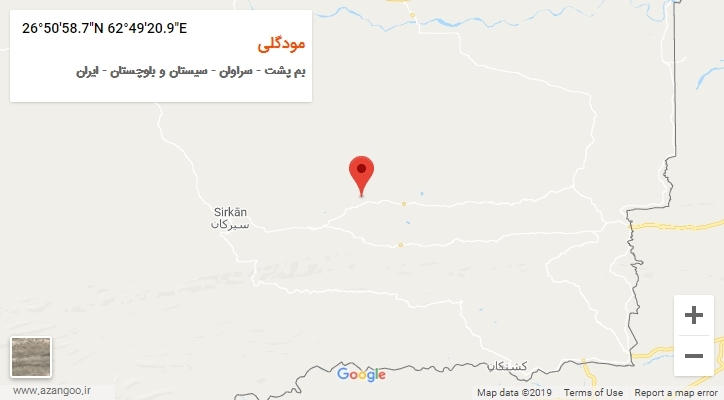روستای مودگلی بر روی نقشه