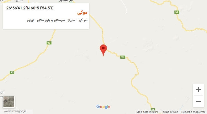 روستای موکی بر روی نقشه