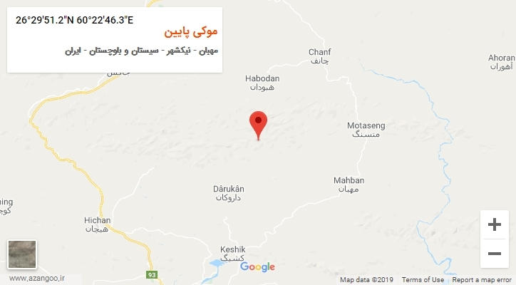 روستای موکی پایین بر روی نقشه