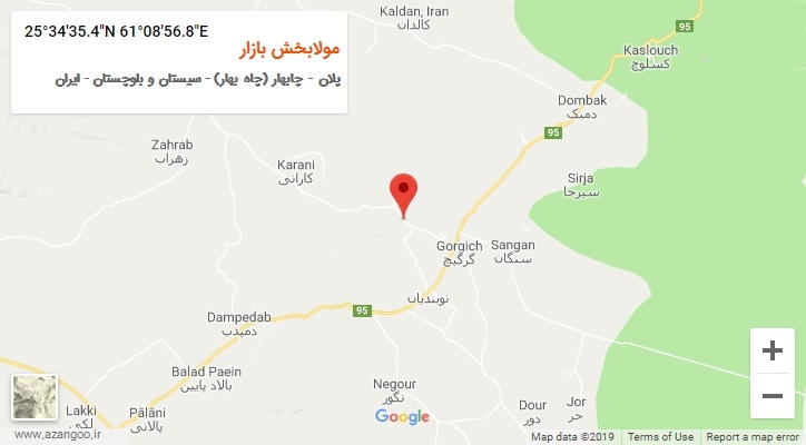 روستای مولابخش بازار بر روی نقشه