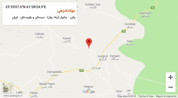 روستای مولادادزهی بر روی نقشه