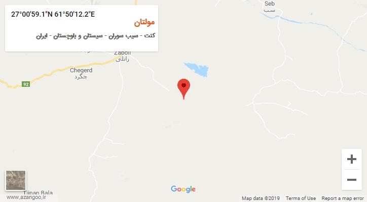 روستای مولتان بر روی نقشه